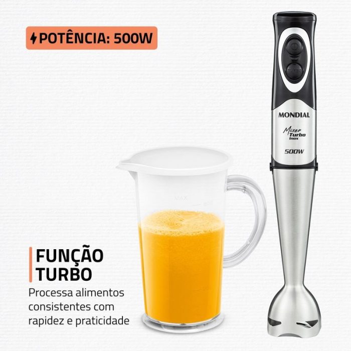 Mixer Turbo Inox Mondial Preto/Inox 500W M-16-BI - Image 2
