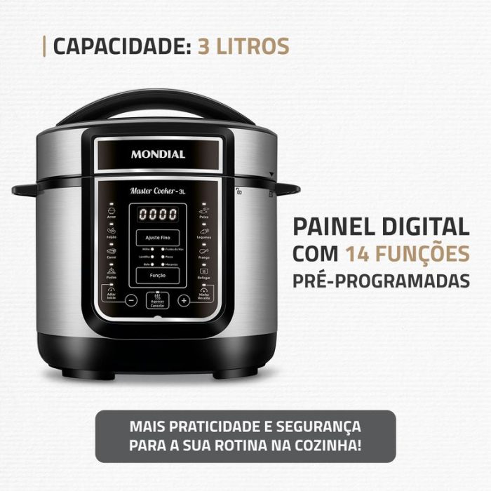 Panela de Pressão Elétrica Mondial Digital Master Cooker PE-40 - Image 2