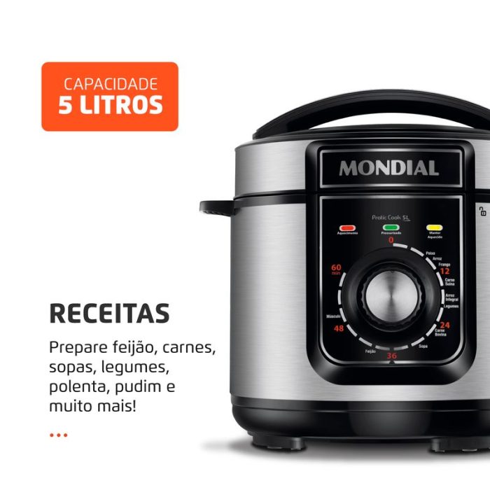 Panela de Pressão Elétrica Pratic Cook 5 L Premium I PE-48-5L-I - Image 2