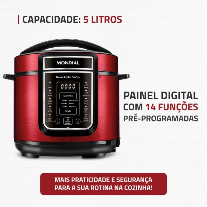 Panela de Pressão Elétrica Mondial Master Cooker Red PE-39 - Image 2
