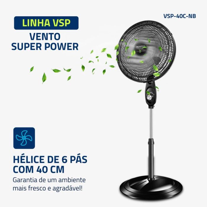 Ventilador Coluna 40cm Super Power Mondial- VSP-40C-NB - Image 2