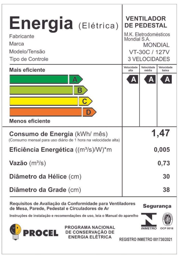 Ventilador de Coluna 30cm Turbo Mondial- VT-30C - Image 2