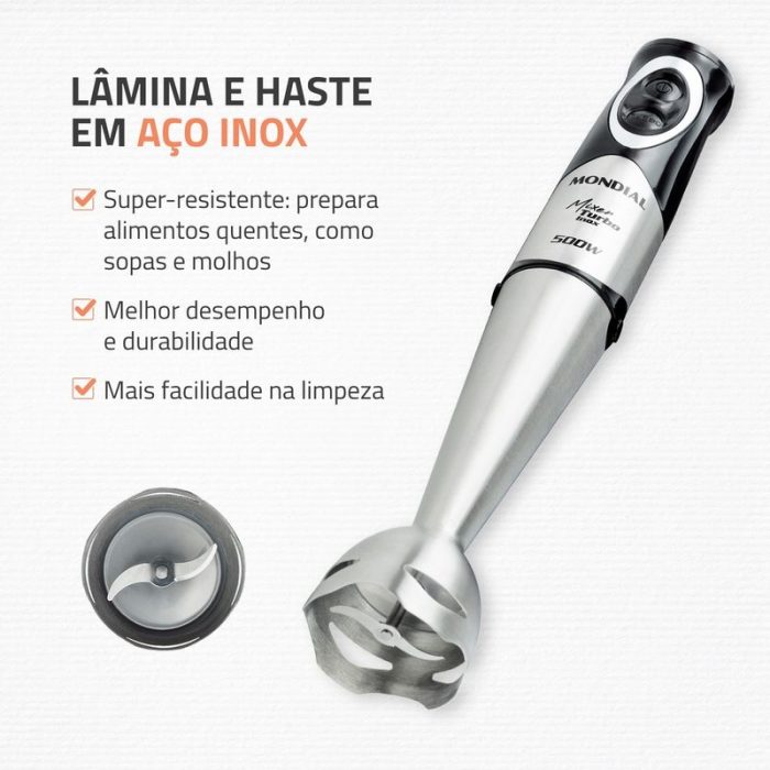 Mixer Turbo Inox Mondial Preto/Inox 500W M-16-BI - Image 3