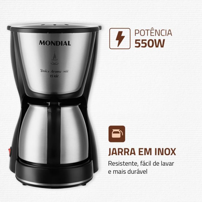 Cafeteira Elétrica Mondial Dolce Arome C-34JI-15X - Image 3
