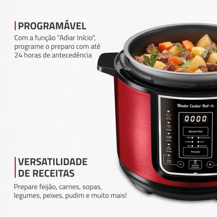 Panela de Pressão Elétrica Mondial Master Cooker Red PE-39 - Image 3