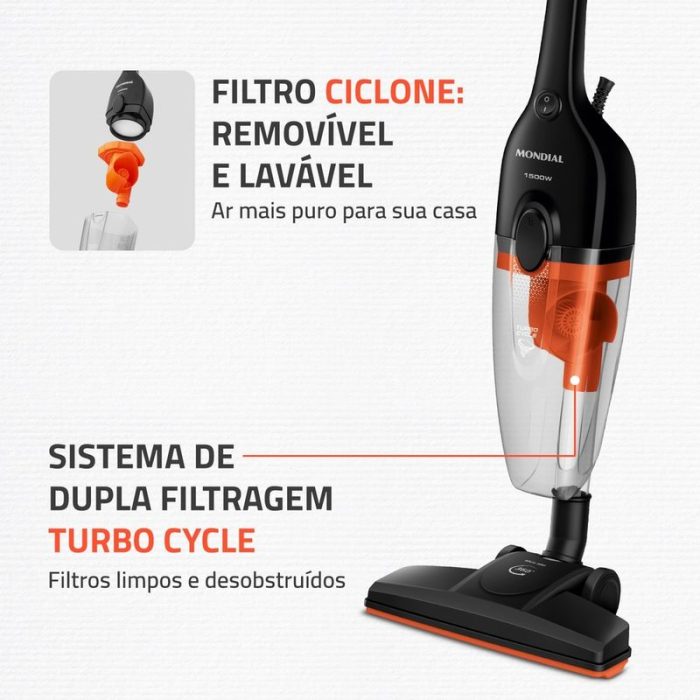 Aspirador de Pó Turbo Cycle Mondial Preto/Laranja 1500W- AP-40-B - Image 3