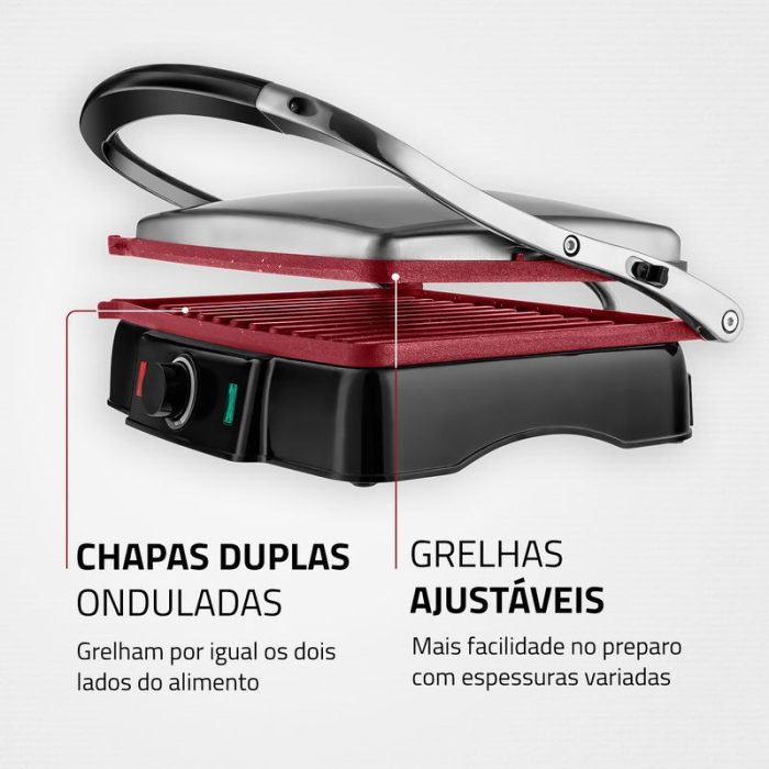 Press Grill Mondial Red Ceramic PG-02 - Image 4