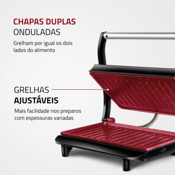 Press Grill Red Ceramic Mondial PG-01-RC - Image 4