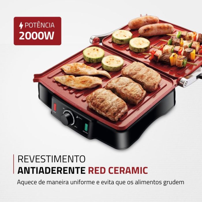 Press Grill Mondial Red Ceramic PG-02 - Image 5