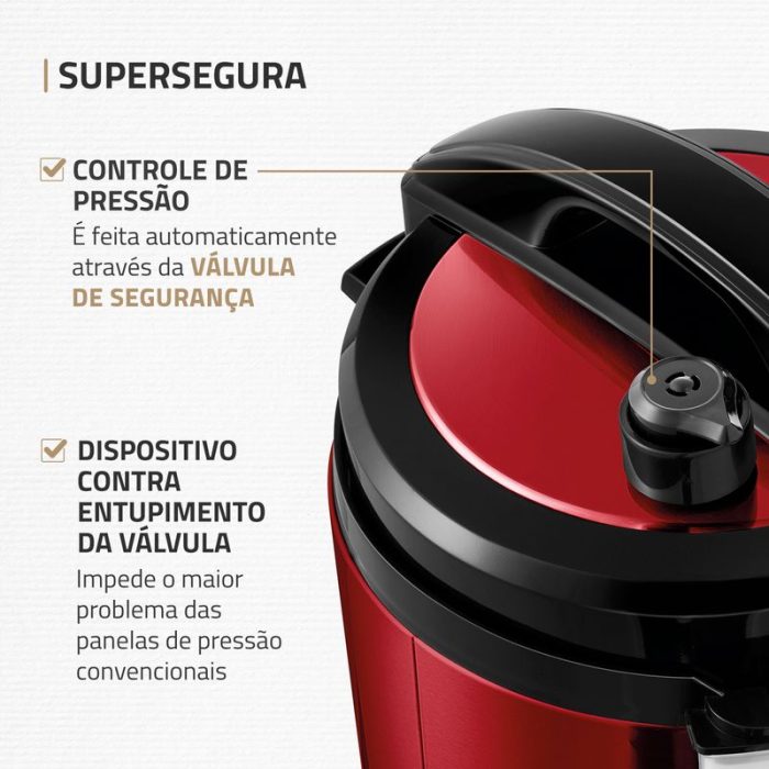 Panela de Pressão Elétrica Pratic Cook 3 L Red Premium I PE-47-3L-RI - Image 5