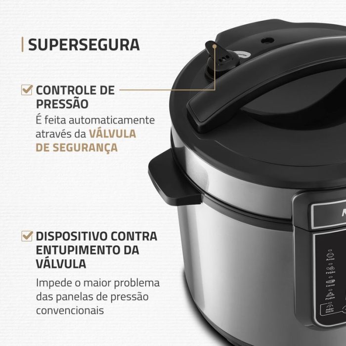 Panela de Pressão Elétrica Digital 6L Mondial Preto/Inox - PE-60-6L-I - Image 5