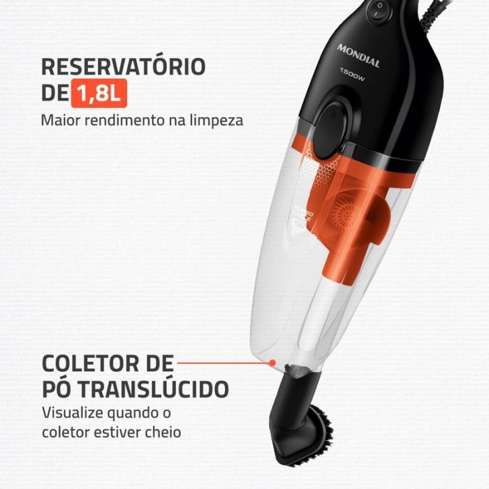 Aspirador de Pó Turbo Cycle Mondial Preto/Laranja 1500W- AP-40-B - Image 5
