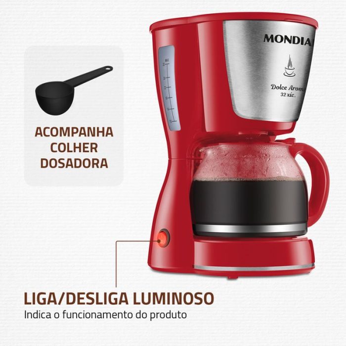 Cafeteira Elétrica Mondial Dolce Arome Inox C-32-32X-R - Image 6