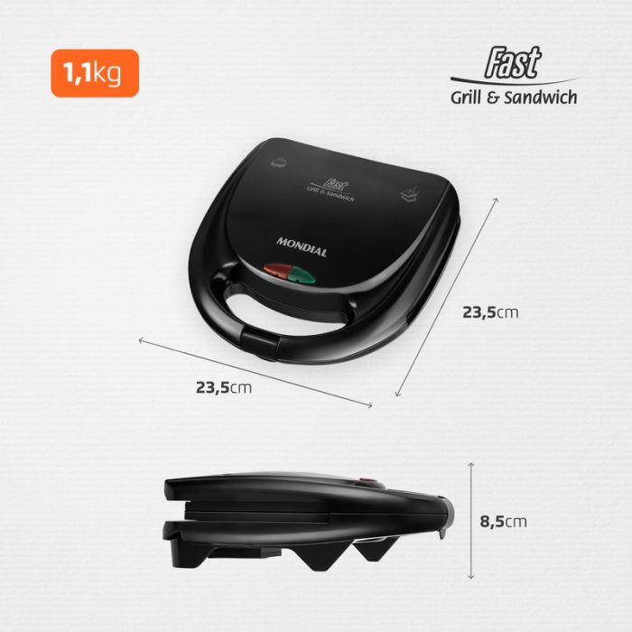 Sanduicheira Mondial Fast Grill e Sandwich S-12 - Image 6