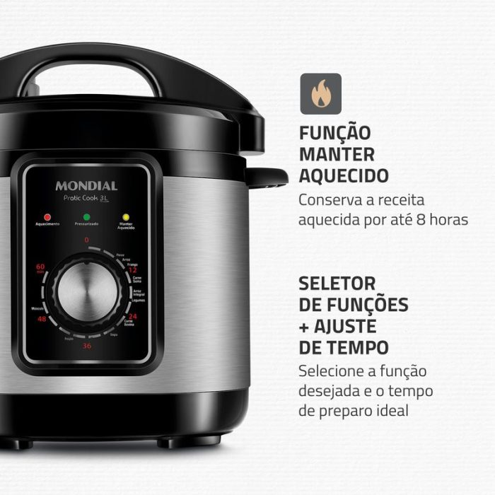 Panela de Pressão Elétrica Pratic Cook 3 L Premium I PE-47-3L-I - Image 6