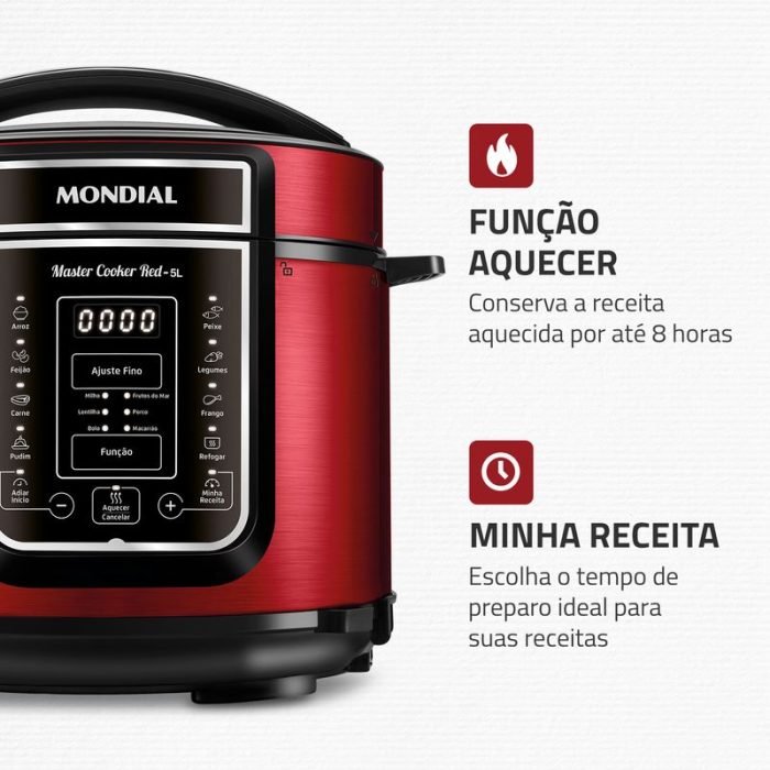 Panela de Pressão Elétrica Mondial Master Cooker Red PE-39 - Image 6