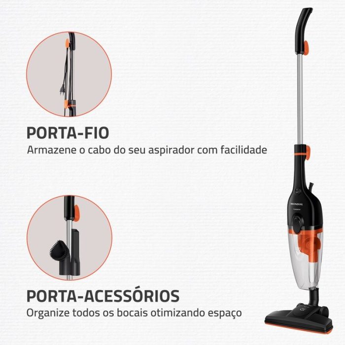 Aspirador de Pó Turbo Cycle Mondial Preto/Laranja 1500W- AP-40-B - Image 6