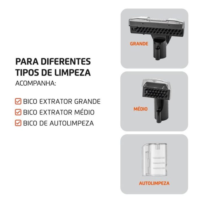 Extratora e Higienizadora Portátil Deep Cleaner II Mondial 1800W - EXP-02-O - Image 6