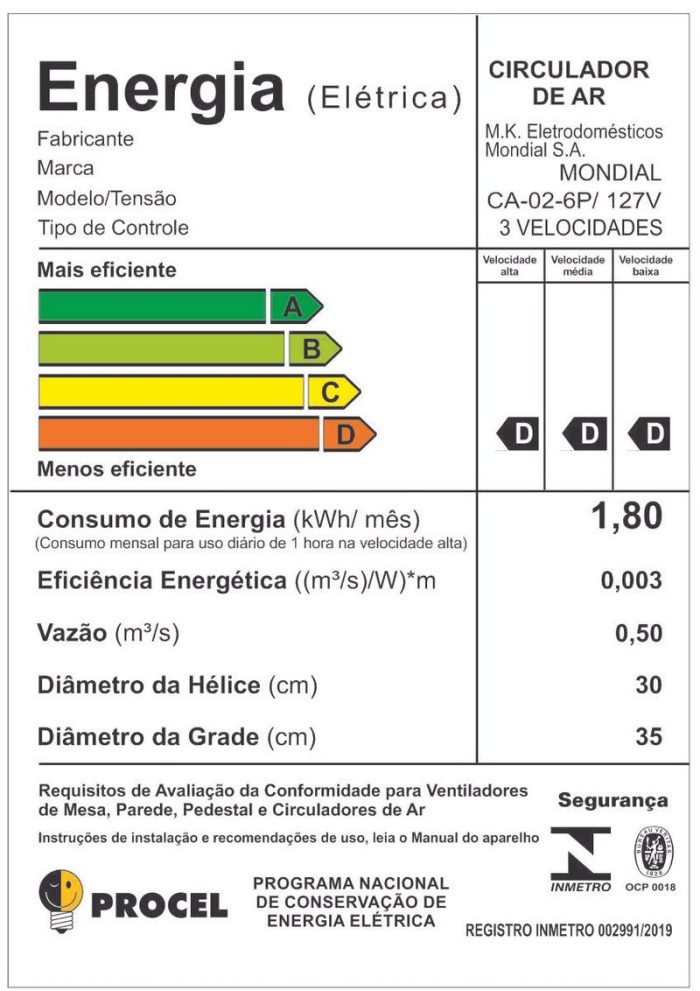 Circulador de Ar Mondial CA-02 6P - Image 6