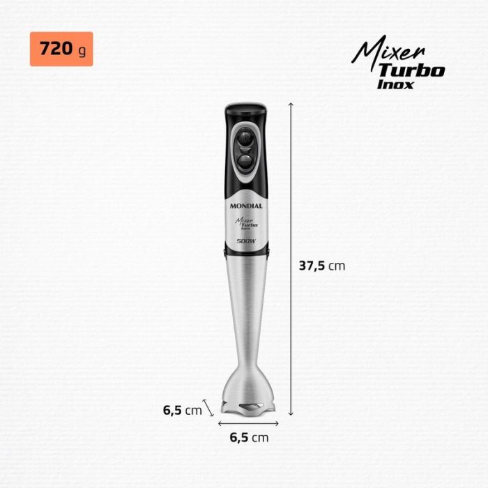 Mixer Turbo Inox Mondial Preto/Inox 500W M-16-BI - Image 7