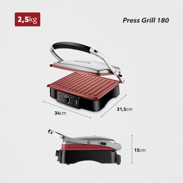 Press Grill Mondial Red Ceramic PG-02 - Image 7