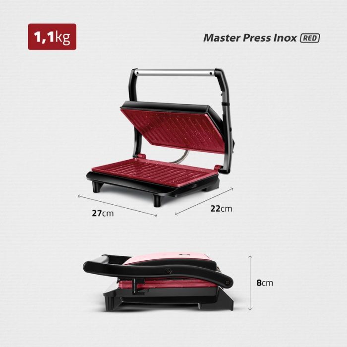 Press Grill Red Ceramic Mondial PG-01-RC - Image 7