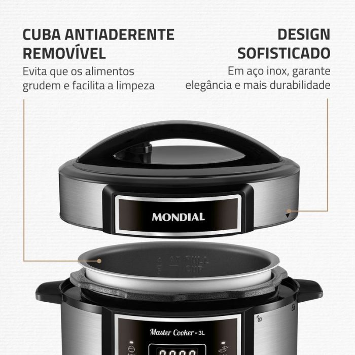 Panela de Pressão Elétrica Mondial Digital Master Cooker PE-40 - Image 7