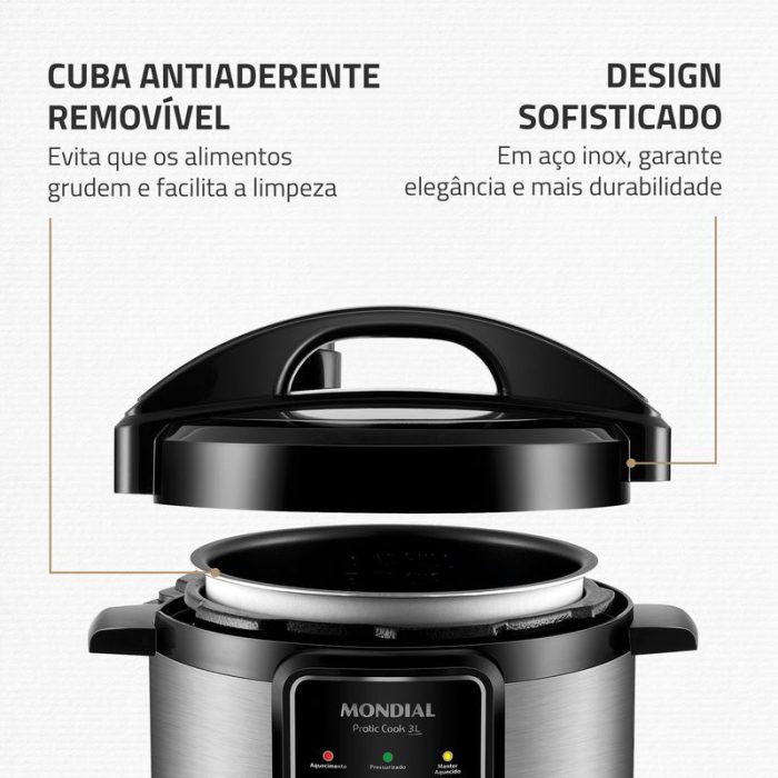 Panela de Pressão Elétrica Pratic Cook 3 L Premium I PE-47-3L-I - Image 7