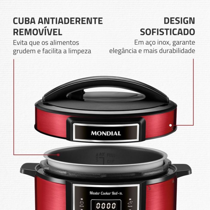 Panela de Pressão Elétrica Mondial Master Cooker Red PE-39 - Image 7
