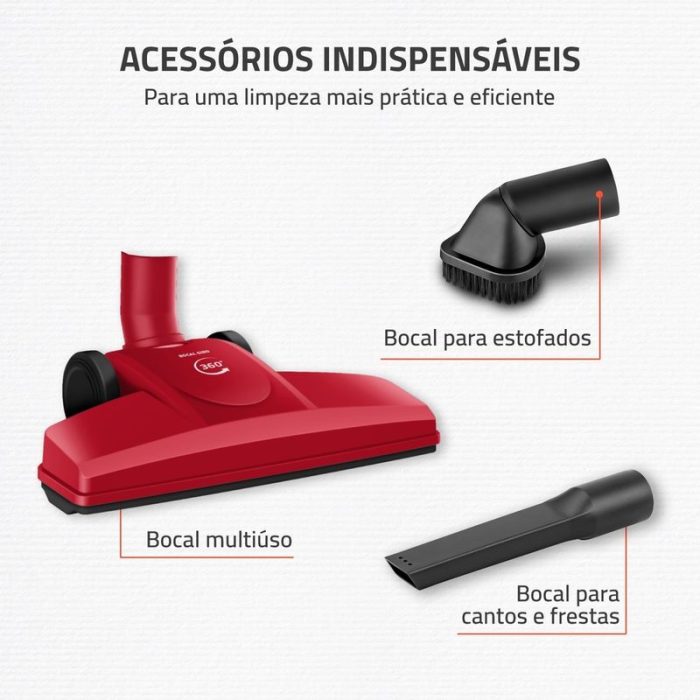 Aspirador de Pó Turbo Cycle Mondial Vermelho/Preto 1500W- AP-40-R - Image 7