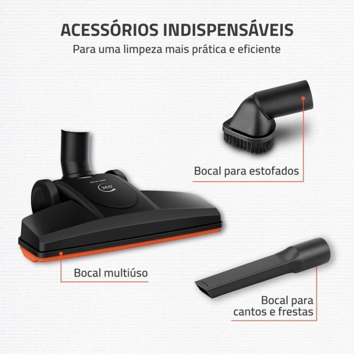 Aspirador de Pó Turbo Cycle Mondial Preto/Laranja 1500W- AP-40-B - Image 7