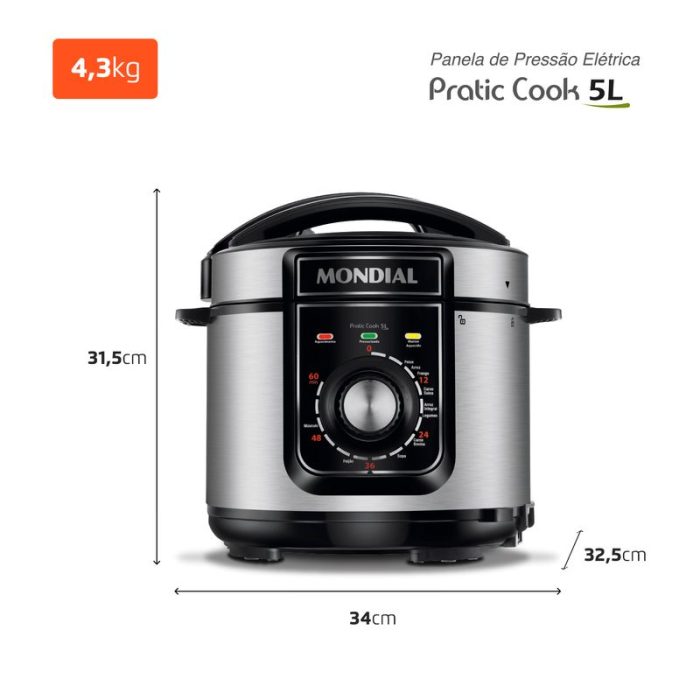 Panela de Pressão Elétrica Pratic Cook 5 L Premium I PE-48-5L-I - Image 8