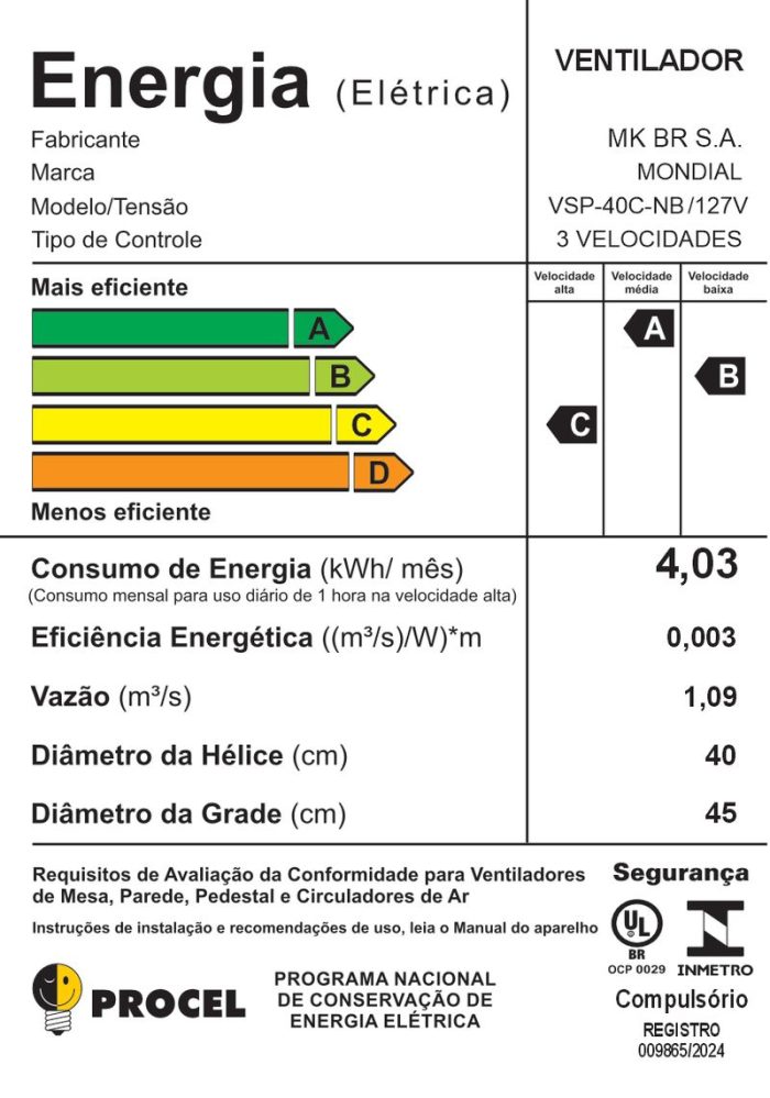 Ventilador Coluna 40cm Super Power Mondial- VSP-40C-NB - Image 8