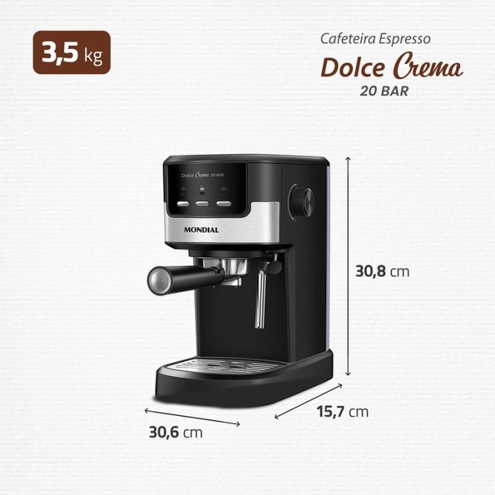 Cafeteira Espresso Dolce Crema 20 Bar Mondial C-20-EC - Image 8